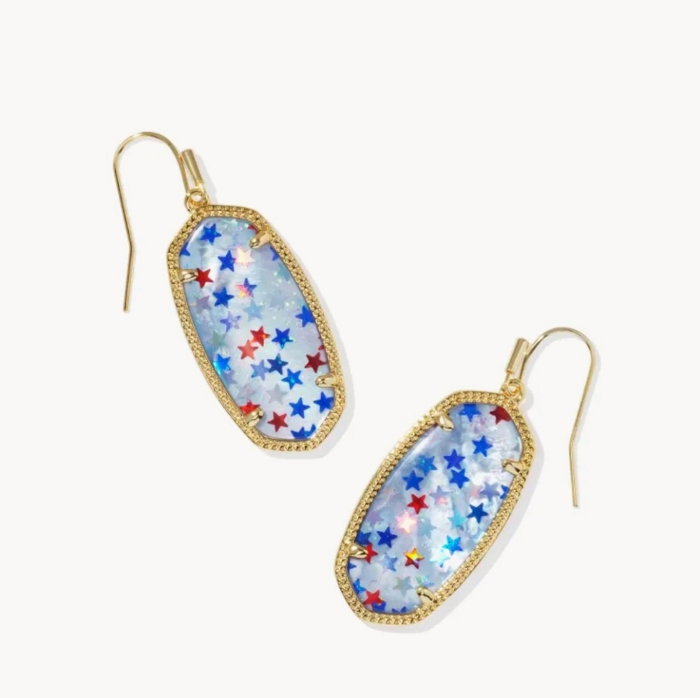 NWT Kendra Scott Elle Red White Blue Illusion